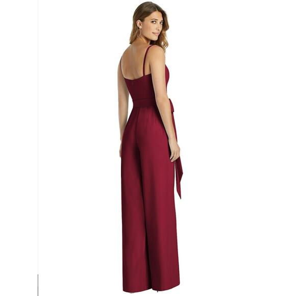 NEW! Dessy Collection Size 0 Spaghetti Strap Jumpsuit Burgundy $263 msrp J4-2 - Picture 2 of 10
